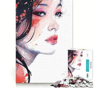 Ritratto ad acquerello di una donna Puzzle da 1000 pezzi per adolescenti Stimola la mente Divertimento Senza spazi vuoti Incastro perfetto Tempo libero coinvolgente per rilassarsi in casa (50x75cm)