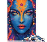 Ritratto astratto della dea indù 1000 pezzi Puzzle di carta per adulti Puzzle Regali di Natale Gioco educativo Sfida Giocattolo 1000 pezzi (75x50 cm)