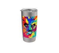 Ritratto astratto della signora dipinta - Colorful Surreale Face Art Bicchiere termico in acciaio inox doppia parete