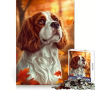 Ritratto autunnale di Cavalier King Charles Spaniel,puzzle da 1000 pezzi per adulti,creativo,per pensare,felice,per il tempo libero,di dimensioni compatte,regalo creativo (50x75cm)