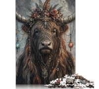 Ritratto Boho della mucca dell'altopiano Puzzle 500 Pezzi, Design Creativo