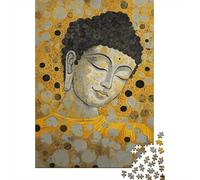 Ritratto Buddha Oro Astratto Puzzle 1000 Pezzi Puzzle per Adulti Carta Gioco di Puzzle 1000 Pezzi Relax Casa Regalo 38x26cm/1000pcs