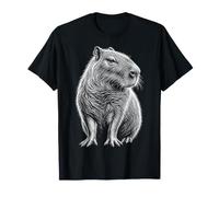 Ritratto Capybara in Bianco e Nero Stile Carattere Maglietta