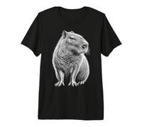 Ritratto Capybara in Bianco e Nero Stile Carattere Maglietta Premium