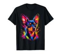 Ritratto Colorato del Cane Pinscher Miniatura Maglietta