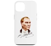 Ritratto colorato di Mustafa Kemal Ataturk con firma Custodia per iPhone 13