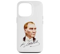 Ritratto colorato di Mustafa Kemal Ataturk con firma Custodia per iPhone 13 Pro