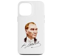 Ritratto colorato di Mustafa Kemal Ataturk con firma Custodia per iPhone 13 Pro Max