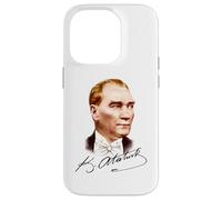 Ritratto colorato di Mustafa Kemal Ataturk con firma Custodia per iPhone 14 Pro