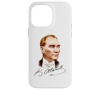 Ritratto colorato di Mustafa Kemal Ataturk con firma Custodia per iPhone 14 Pro Max