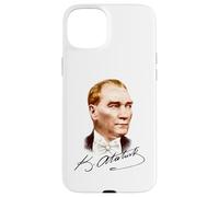Ritratto colorato di Mustafa Kemal Ataturk con firma Custodia per iPhone 15 Plus