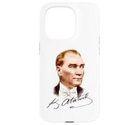 Ritratto colorato di Mustafa Kemal Ataturk con firma Custodia per iPhone 15 Pro