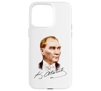 Ritratto colorato di Mustafa Kemal Ataturk con firma Custodia per iPhone 15 Pro Max
