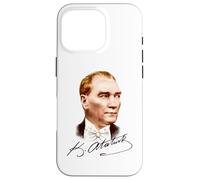 Ritratto colorato di Mustafa Kemal Ataturk con firma Custodia per iPhone 16 Pro