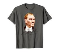 Ritratto colorato di Mustafa Kemal Ataturk con Firma Maglietta