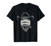 Ritratto Cowboy Squalo Vintage Western Wild West Maglietta