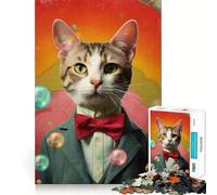 Ritratto del gatto Mr Dapper Puzzle per adolescenti da 1000 pezzi Gioco per allenare la mente Divertimento rilassante Arte da assemblare Oggetto da collezione (38x26cm)