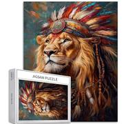 Ritratto del guardiano del leone, puzzle da 1000 pezzi per adulti stile tribale puzzle artistico colorato puzzle fai da te per la decorazione della casa, regali puzzle di famiglia, perfetto per serate