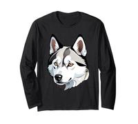 Ritratto del Muso di Husky - Stile Illustrato Maglia a Manica