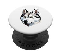 Ritratto del Muso di Husky - Stile Illustrato PopSockets PopGrip Adesivo