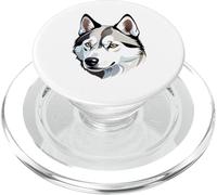 Ritratto del Muso di Husky - Stile Illustrato PopSockets PopGrip per MagSafe