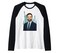 Ritratto del sindaco di New York di Zohran Mamdani - Statua della libertà Maglia con Maniche Raglan