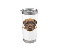 Ritratto del viso del primo piano del cucciolo di Labrador Retriever nero del bambino Bicchiere termico in acciaio inox doppia parete