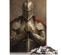 Ritratto della spada del cavaliere medievale Puzzle 1000 Pezzi | Arte fantasy medievale, Stile olio drammatico, Gioco, Rompicapo, Design storico del guerriero, Gioco Puzzle, 14+, 70x50cm.