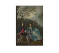 Ritratto dell'artista con sua moglie e Thomas Gainsborough poster dipinto su tela da parete poster stampa a scorrimento immagine parete decorazione casa poster 40 x 60 cm