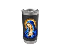 Ritratto devozionale della Beata Vergine Maria con Velo Blu Bicchiere termico in acciaio inox doppia parete