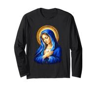 Ritratto devozionale della Beata Vergine Maria con Velo Blu Maglia a Manica