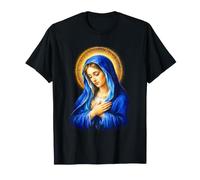 Ritratto devozionale della Beata Vergine Maria con Velo Blu Maglietta