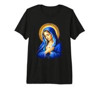 Ritratto devozionale della Beata Vergine Maria con Velo Blu Maglietta Premium