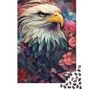 Ritratto di Aquila Maestosa Puzzle 1000 Pezzi Puzzle per Adulti Design Floreale Naturale Gioco di Puzzle Carta Relax Fiducia Regalo 70x50cm/1000pcs