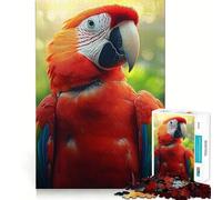 Ritratto di ara scarlatta nella giungla lussureggiante - Puzzle per adulti da 1000 pezzi - Gioco di logica chiaro per il tempo libero - Taglio perfetto - Regalo creativo (38x26cm)