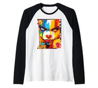 Ritratto di arte di strada vibrante punk vita Maglia con Maniche Raglan