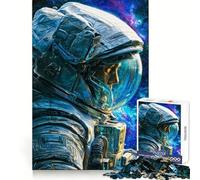 Ritratto di astronauta in tuta spaziale Puzzle da 1000 pezzi per ragazzi Stimola il pensiero creativo Evasione consapevole Incastro solido (50x75cm)