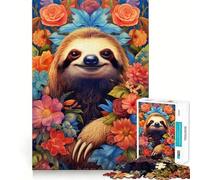 Ritratto di bradipo e fiore - Puzzle da 1000 pezzi per adulti - Regalo - Gioco di abilità mentale - Divertimento tranquillo - Design - Assemblaggio 50x75cm