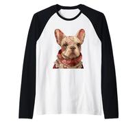 Ritratto di Bulldog Francese Patchwork in Pizzo Boho Maglia con Maniche Raglan