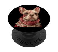 Ritratto di bulldog francese patchwork in pizzo Boho PopSockets PopGrip Adesivo