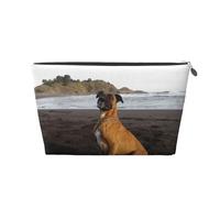 Ritratto di cane boxer marrone da spiaggia, Borsa da toilette Borsa per trucco Borsa per cosmetici Borsa da toilette da viaggio portatile