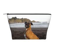 Ritratto di cane boxer marrone da spiaggia, Borsa da toilette Borsa per trucco Borsa per cosmetici Borsa da toilette da viaggio portatile