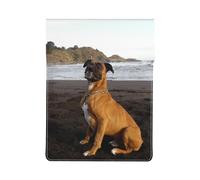 Ritratto di cane boxer marrone da spiaggia, Custodia per laptop in pelle PU, borsa per notebook, custodia per laptop, custodia per tablet