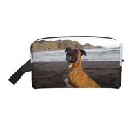 Ritratto di cane Boxer marrone da spiaggia, organizer per cosmetici di grande capacità, borsa da viaggio per il trucco da donna