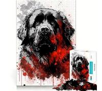 Ritratto di cane Terranova - Puzzle da 1000 pezzi per adulti - Regalo - Migliora la memoria - Tranquillo - Bordo nitido - Regalo artistico (50x75cm)