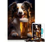 Ritratto di cane tigrato in taverna, puzzle da 1000 pezzi per ragazzi, gioco di logica stimolante per il relax, bordi chiari, sorpresa di compleanno 38x52cm