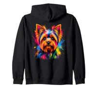 Ritratto di Cane Yorkshire Terrier Colorato Felpa con Cappuccio