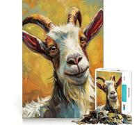 Ritratto di capra sorridente - Puzzle da 1000 pezzi per adulti, gioco di logica, divertimento condiviso, taglio di precisione, opera d'arte da esporre 38x26cm