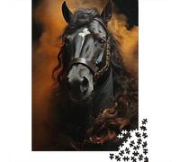 Ritratto di Cavallo Nero Puzzle 1000 Pezzi Gioco di Puzzle 1000 Pezzi Cartaceo Notturno Artistico Relax Famiglia Regalo Adulti 38x26cm/1000pcs