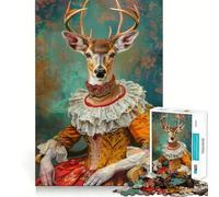 Ritratto di cervo in stile rococò, puzzle da 1000 pezzi per ragazzi, gioco di puzzle, divertimento, tagli netti, opera d'arte da collezione (38x26cm)